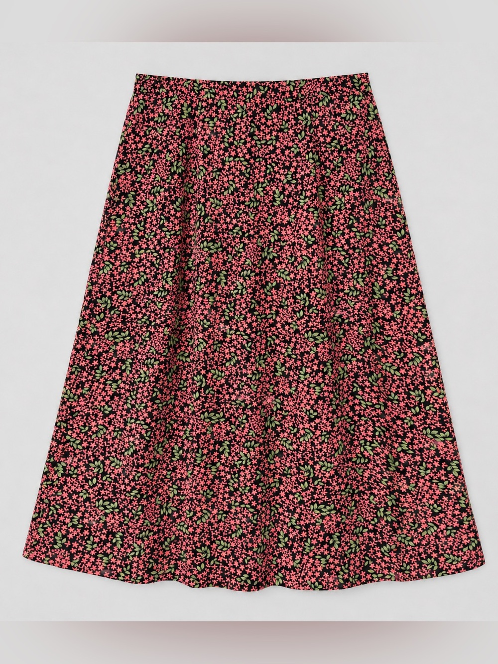Vintage Dark Floral Midi Skirt XL Prairie Cottage Peasant Garden Party Bohemian